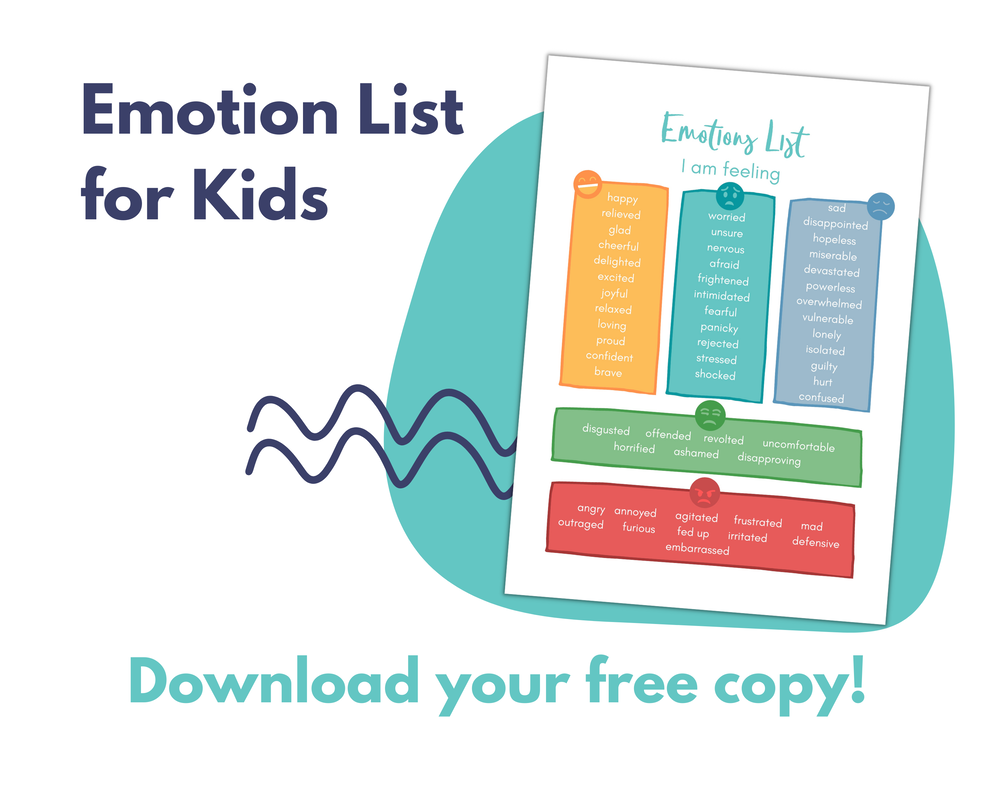 Emotion Vocabulary List for kids