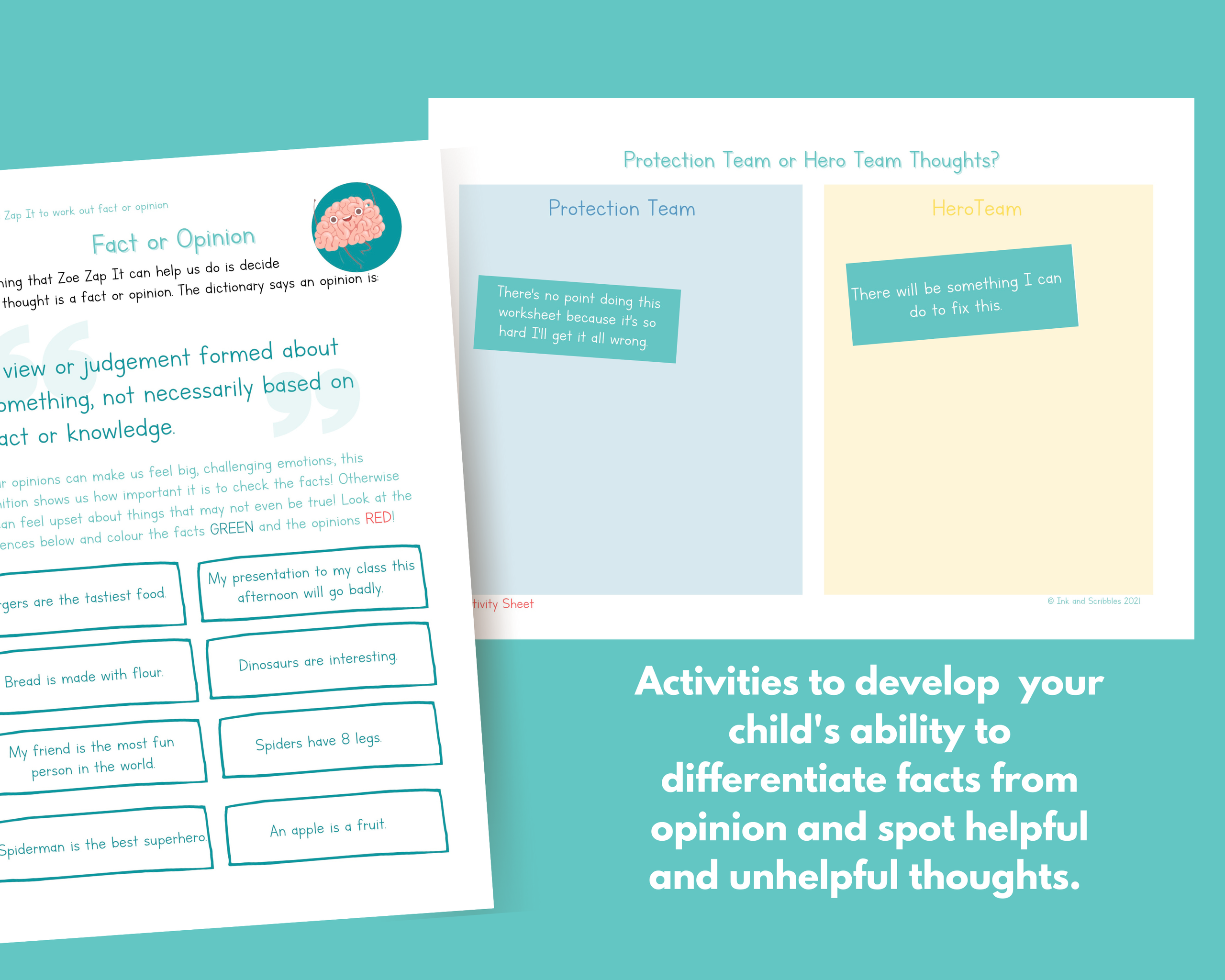 Challenge Negative Thinking Worksheets for Kids